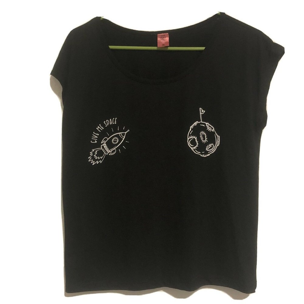 Spaceship Give Me Space Women’s Black Shirt Med - Picture 1 of 10